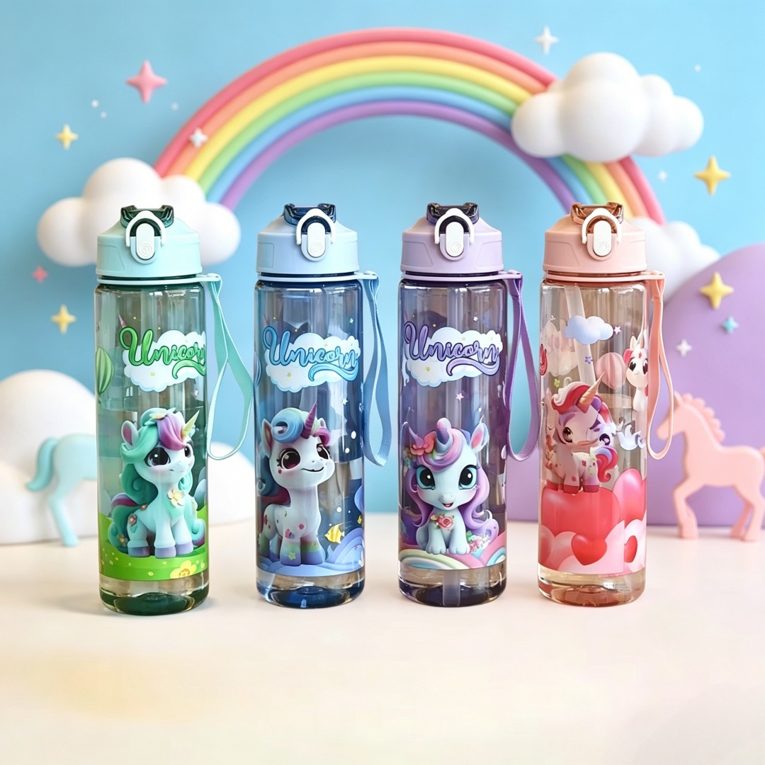 Aquatic Gym - Borraccia Trasparente a Forma di Unicorno,